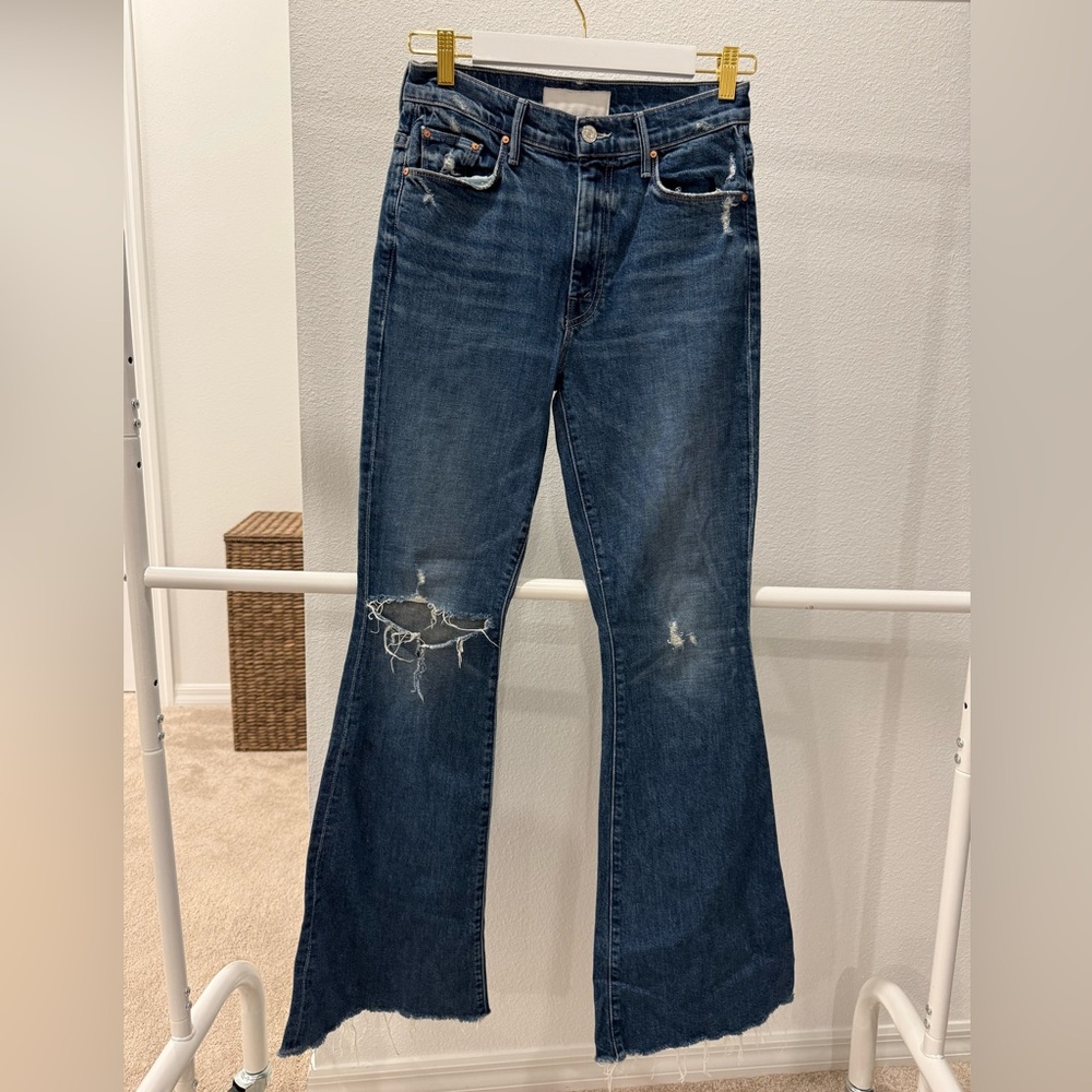 MOTHER Dark Blue Distressed Flare Jeans size 26
